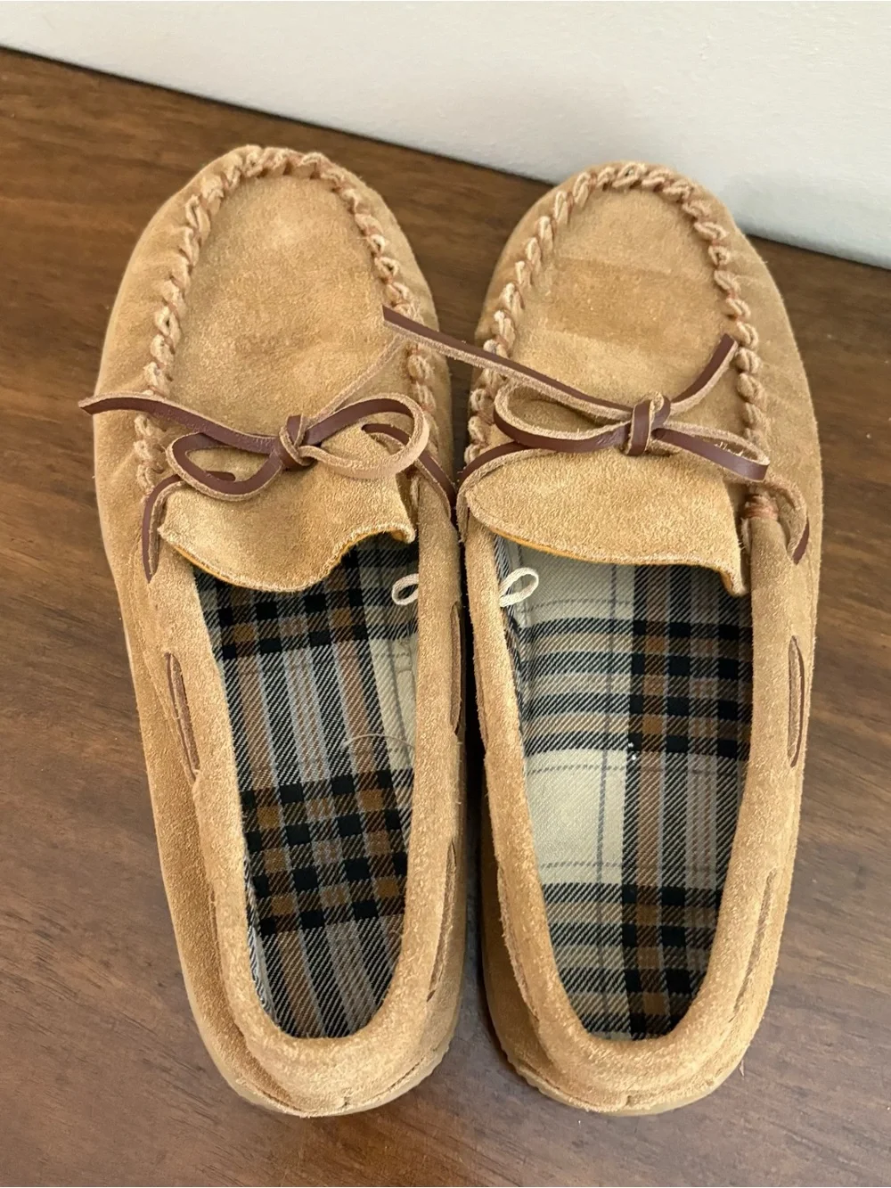 George Mens Slippers Beige Brown 7 8 Plaid Interior Fall Cozy